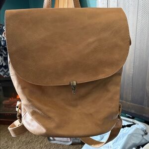 Stylish Tan Leather Backpack